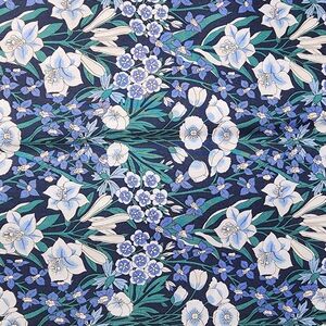 Floral Patterned Fabric in Blue and White